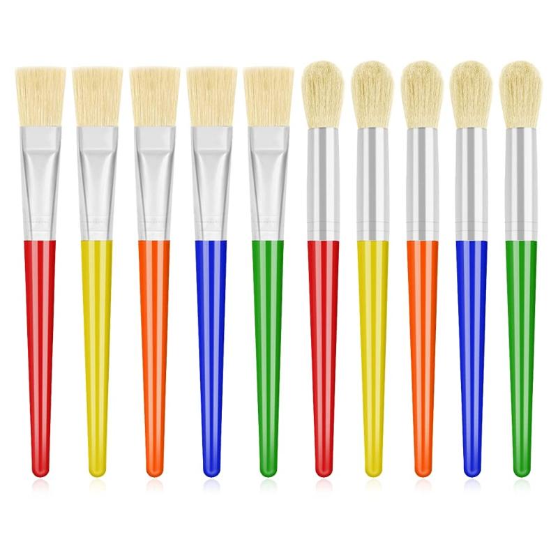 CLEAN WORLD 10Pcs Paint Brushes Kids Toddler Large Chubby Painting Brush for Washable Paint Acrylic Paint