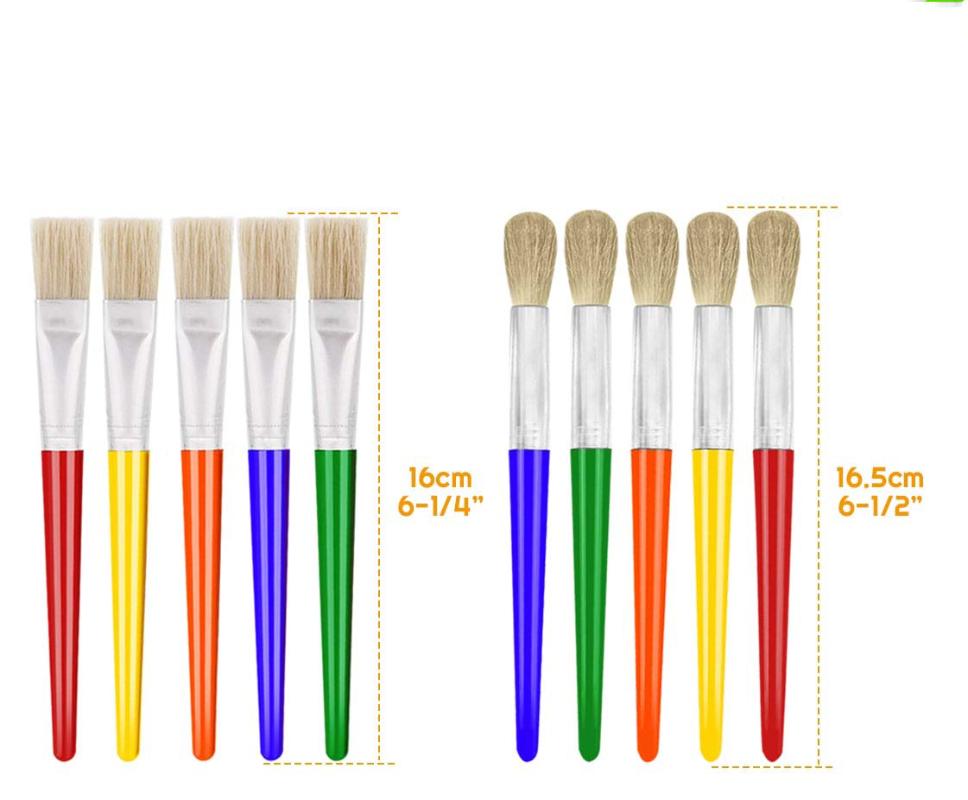 CLEAN WORLD 10Pcs Paint Brushes Kids Toddler Large Chubby Painting Brush for Washable Paint Acrylic Paint