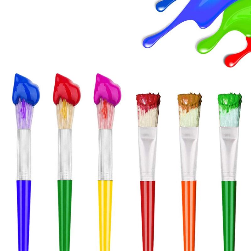 CLEAN WORLD 10Pcs Paint Brushes Kids Toddler Large Chubby Painting Brush for Washable Paint Acrylic Paint
