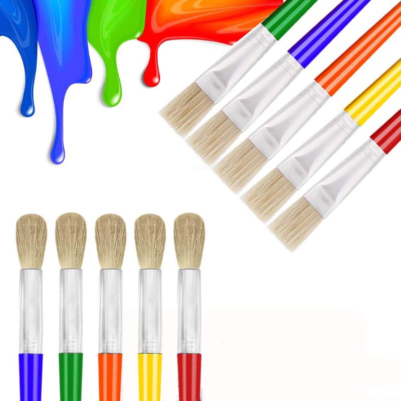 CLEAN WORLD 10Pcs Paint Brushes Kids Toddler Large Chubby Painting Brush for Washable Paint Acrylic Paint