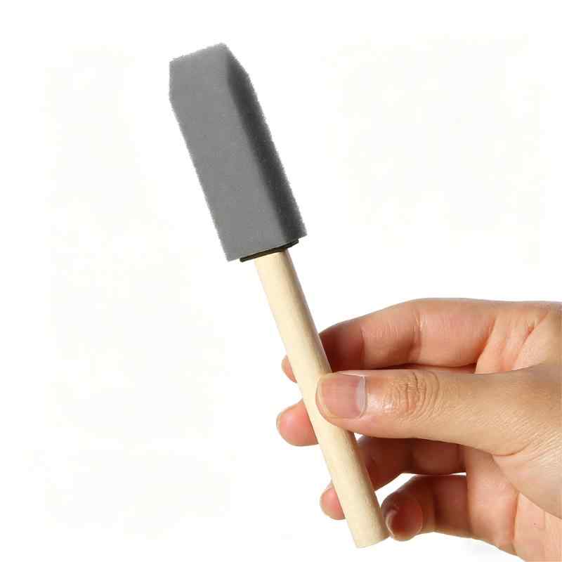 CLEAN WORLD Wooden Handle Sponge Foam Paint Brush for Painting, Staining, Varnishes, Gluing and DIY Craft Projects