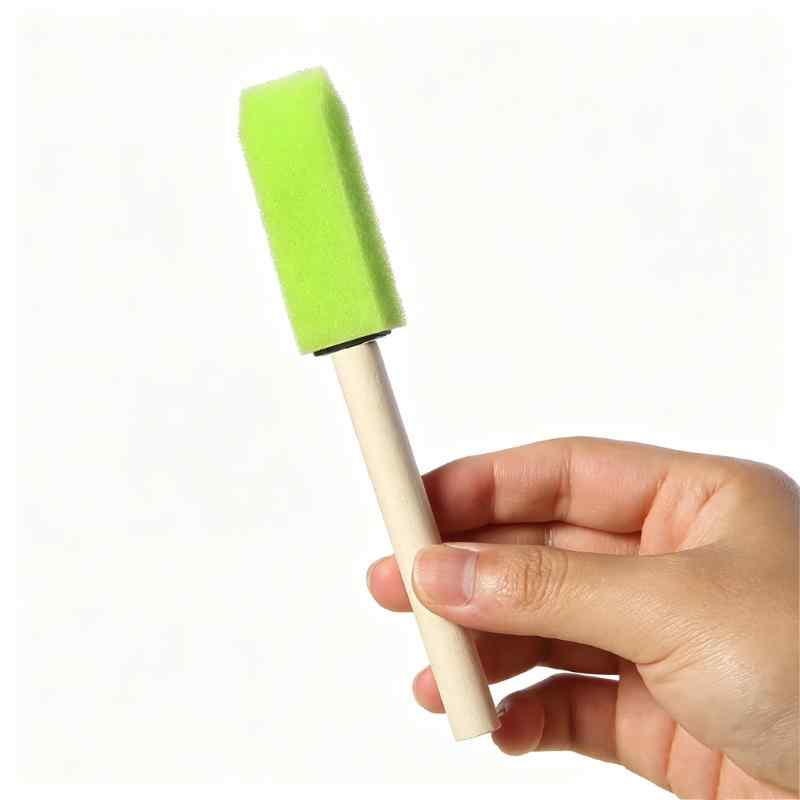 CLEAN WORLD Wooden Handle Sponge Foam Paint Brush for Painting, Staining, Varnishes, Gluing and DIY Craft Projects