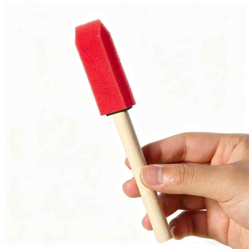CLEAN WORLD Wooden Handle Sponge Foam Paint Brush for Painting, Staining, Varnishes, Gluing and DIY Craft Projects
