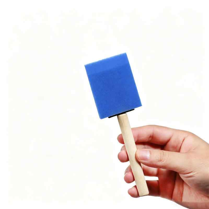 CLEAN WORLD Wooden Handle Sponge Foam Paint Brush for Painting, Staining, Varnishes, Gluing and DIY Craft Projects