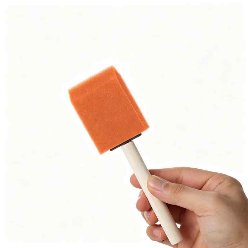 CLEAN WORLD Wooden Handle Sponge Foam Paint Brush for Painting, Staining, Varnishes, Gluing and DIY Craft Projects