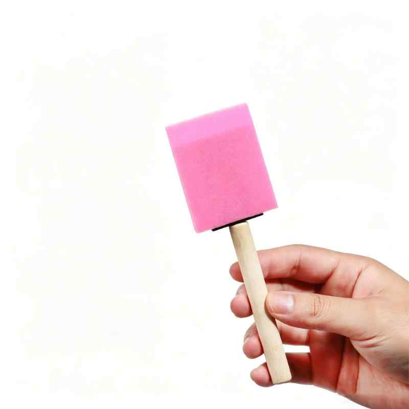CLEAN WORLD Wooden Handle Sponge Foam Paint Brush for Painting, Staining, Varnishes, Gluing and DIY Craft Projects