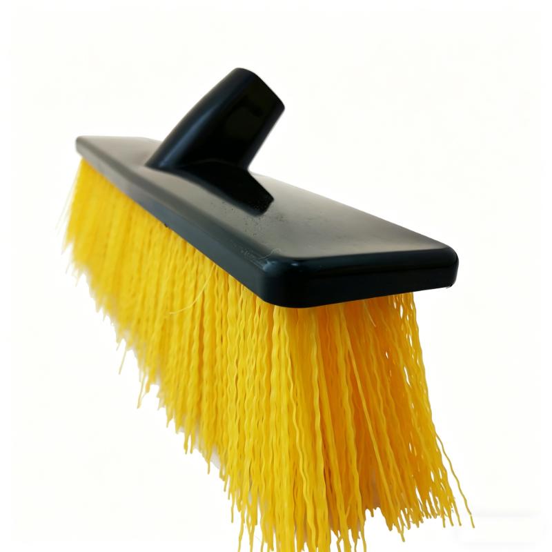 CLEAN WORLD Long Handle Stiff Bristles Heavy Duty Push Broom Outdoor Cleaning Patio Garage Deck Brush
