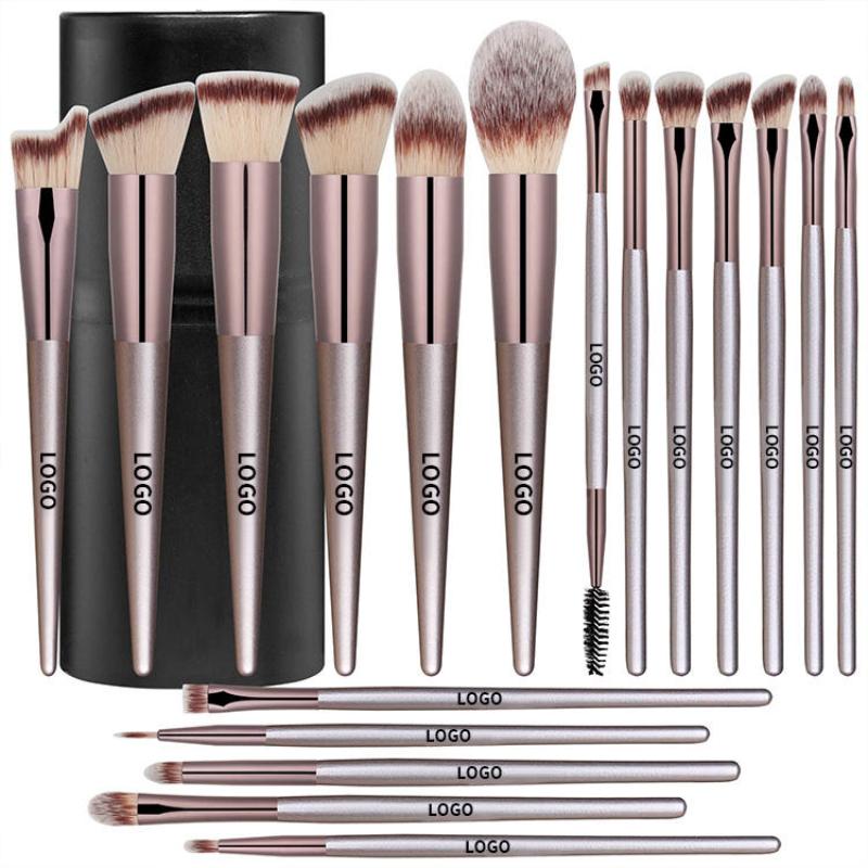 CLEAN WORLD 18 Piece Premium Synthetic Foundation Makeup Brush Set with Custom logo for Face Use