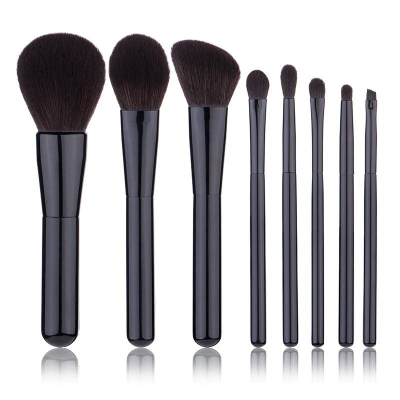 CLEAN WORLD Wholesale OEM Custom Logo 8pcs Black Makeup Brushes Set Black Foundation Loose Powder Eyeshadow Beauty Tools