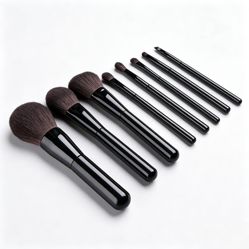 CLEAN WORLD Wholesale OEM Custom Logo 8pcs Black Makeup Brushes Set Black Foundation Loose Powder Eyeshadow Beauty Tools