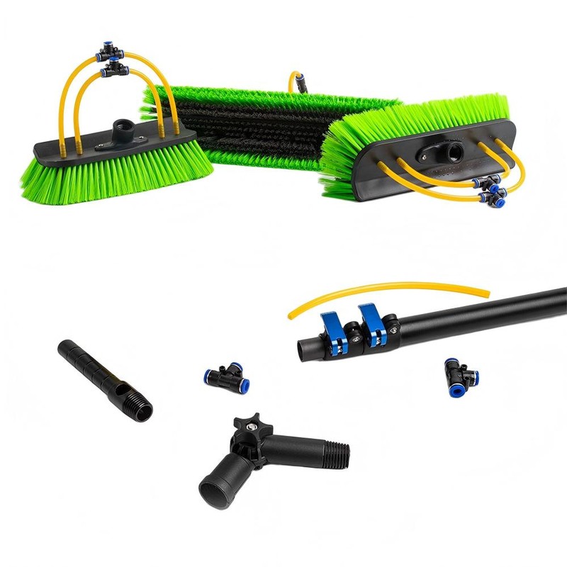 CLEAN WORLD Industrial Solar Panel Brush Telescopic Aluminum Water Fed Pole Set Metal Window Cleaning Equipment and Solar Panels Cleaning Kit Telescopic Cleaning Brush