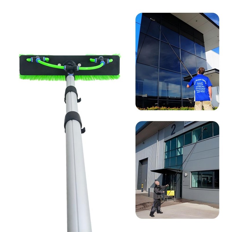 CLEAN WORLD Industrial Solar Panel Brush Telescopic Aluminum Water Fed Pole Set Metal Window Cleaning Equipment and Solar Panels Cleaning Kit Telescopic Cleaning Brush