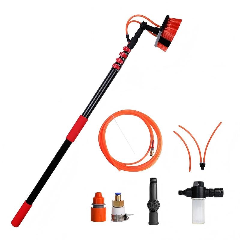 CLEAN WORLD Industrial Solar Panel Brush 4.6m Water Fed Pole Kit Adjustable Solar Panel Cleaner Tool Telescopic Pole Brush Window Cleaning Equipment