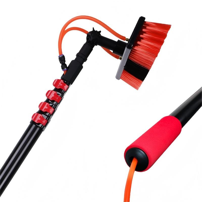 CLEAN WORLD Industrial Solar Panel Brush 4.6m Water Fed Pole Kit Adjustable Solar Panel Cleaner Tool Telescopic Pole Brush Window Cleaning Equipment