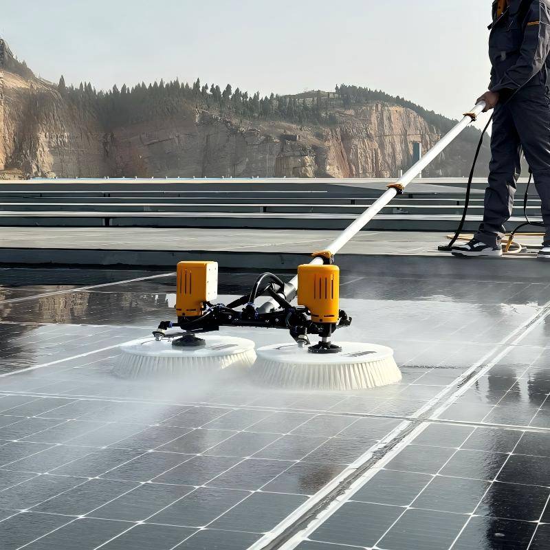 CLEAN WORLD Industrial Solar Panel Brush Solar Panels Cleaner Machine Robot Double Head Solar Panel Cleaning Brush