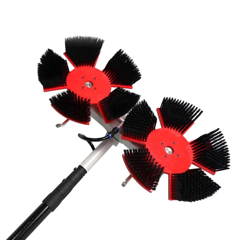 CLEAN WORLD Industrial Solar Panel Brush Dry Wet Washing Soft-Bristled Solar Panel Cleaning Brush with Lithium Battery for PV Rooftop Mountain Farming System Maintenance
