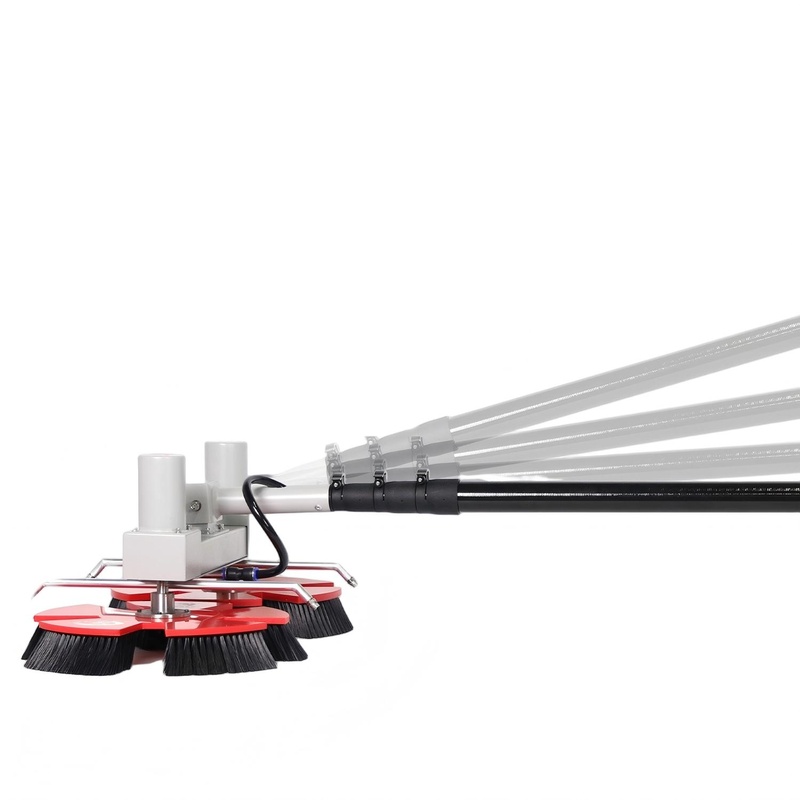 CLEAN WORLD Industrial Solar Panel Brush Dry Wet Washing Soft-Bristled Solar Panel Cleaning Brush with Lithium Battery for PV Rooftop Mountain Farming System Maintenance