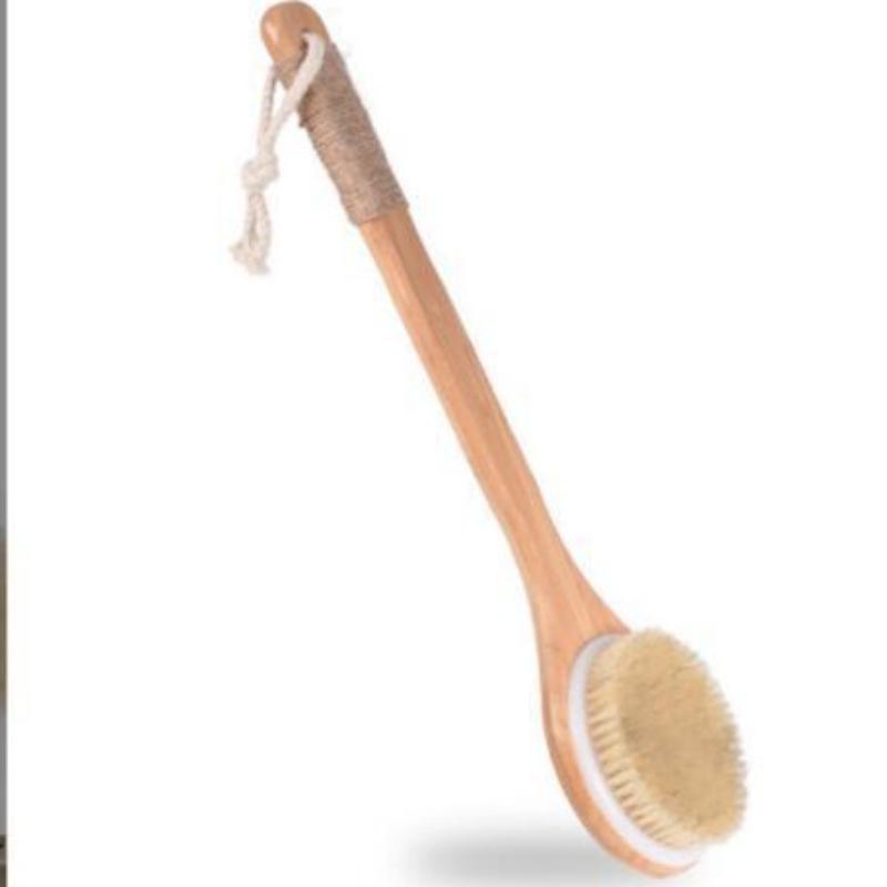 CLEAN WORLD Bamboo Bath Brush, Long-Handle Back Scrubber Shower Brush, Soft Bristle Dry Body Brush for Exfoliating, Skin Care & Deep Cleansing