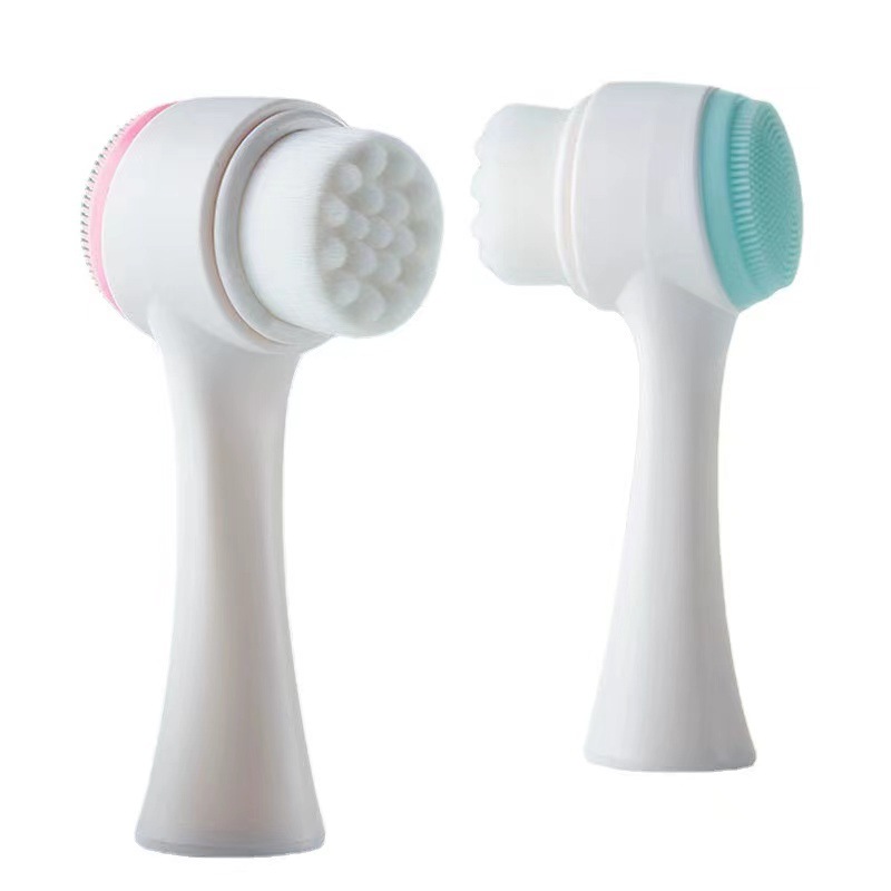 CLEAN WORLD Silicone Facial Cleansing Brush, Dual-Sided Soft Face Brush for Deep Pore Cleansing, Blackhead Removal & Skin Massage