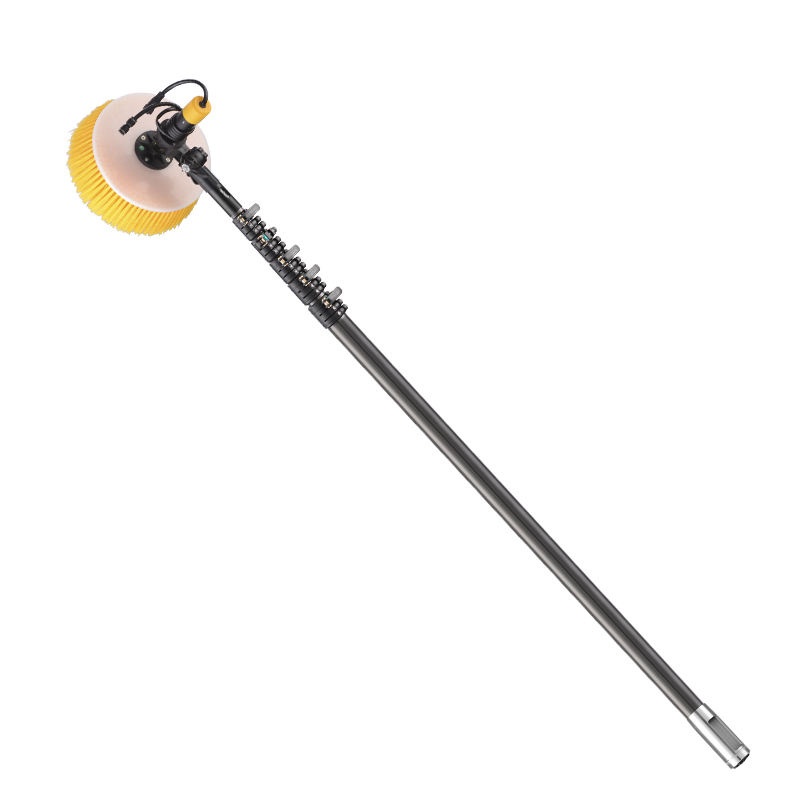 CLEAN WORLD Industrial Solar Panel Brush Telescopic Aluminum Water Fed Pole Solar Panels Cleaning Brush with Scraper System Durable Metal for Window Cleaning