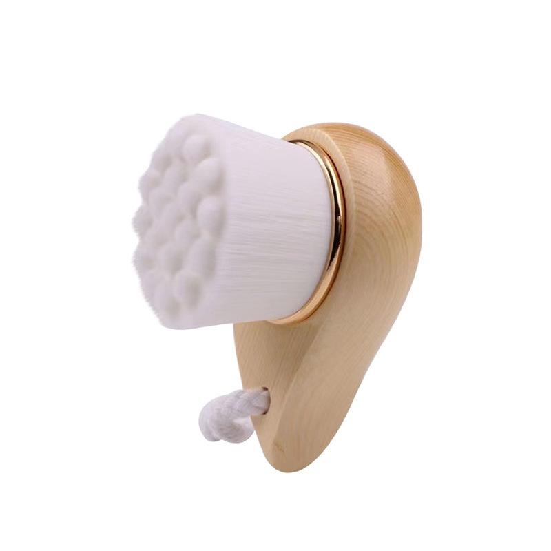 CLEAN WORLD Soft Bristle Facial Cleaning Brush, Manual Makeup Remover Face Cleanser Brush with Wooden Handle, Bamboo Charcoal Cosmetic Brush