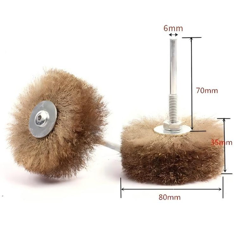 CLEAN WORLD Industrial Deburring Brush T-Shape Brass Wire Wheel Brush with 1/4\" Shank for Drill Customized OEM Metal Surface Cleaning Deburring Rust Removal Polishing