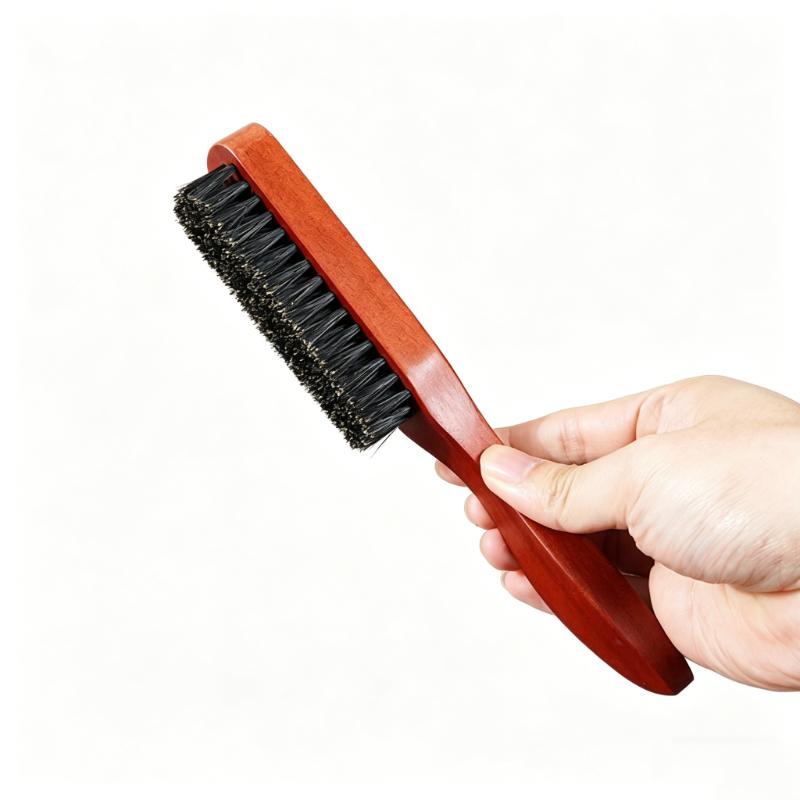 CLEAN WORLD Wholesale Men's Wooden Boar Bristle Brush, Oil Head & Beard Styling Comb for Barbershop & Daily Use