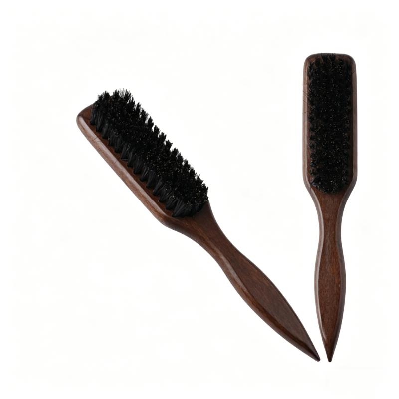 CLEAN WORLD Hot Sale Oil Head Beard Brush, Pointed Tail Wooden Handle Hair Styling Comb, Edge Brush Hair Cleaning Brush for Men Hair Grooming