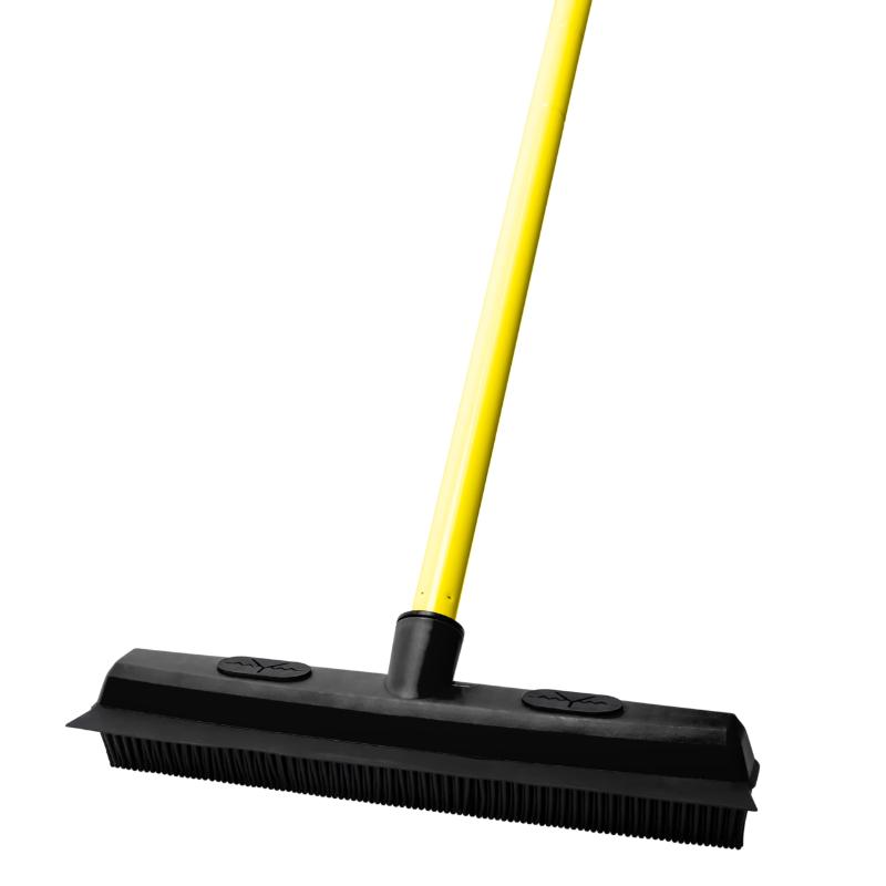CLEAN WORLD Pet Hair Removal Rubber Broom - Sweeper & Squeegee for Dog Cat Fur, Dust, and Liquid, Works on Carpet, Floors & Stairs