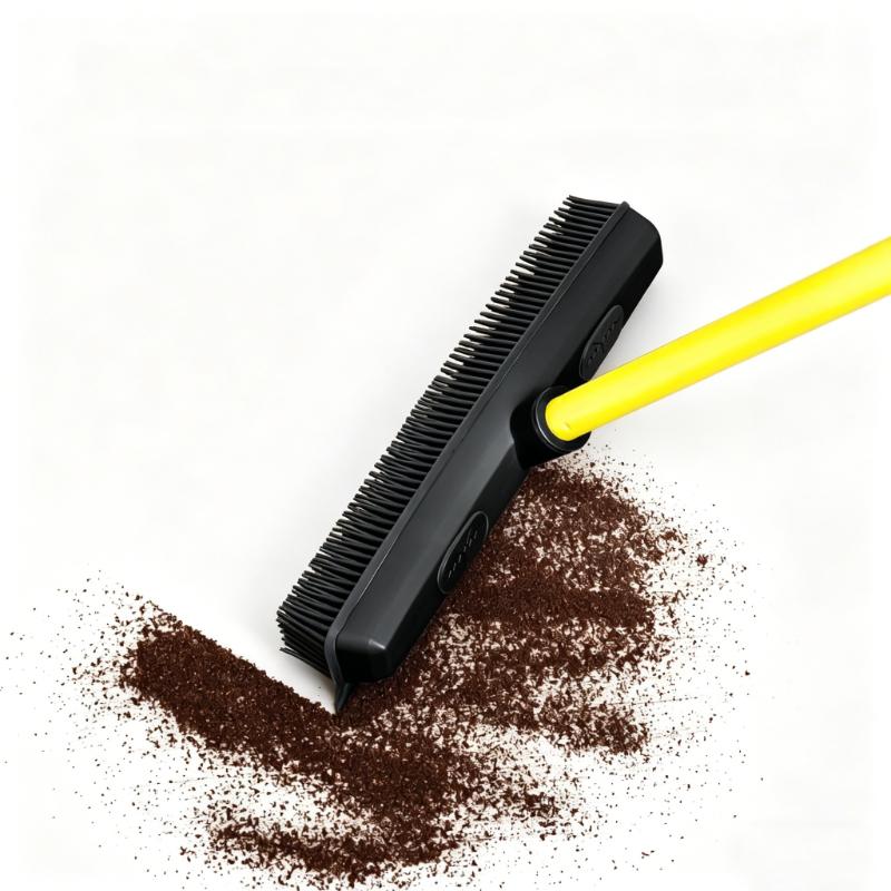 CLEAN WORLD Pet Hair Removal Rubber Broom - Sweeper & Squeegee for Dog Cat Fur, Dust, and Liquid, Works on Carpet, Floors & Stairs