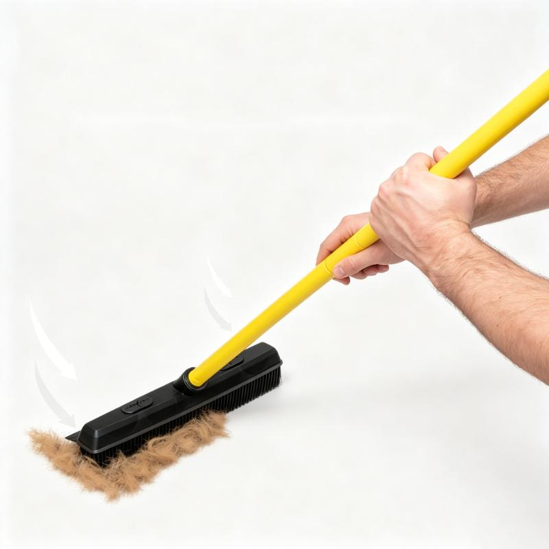 CLEAN WORLD Pet Hair Removal Rubber Broom - Sweeper & Squeegee for Dog Cat Fur, Dust, and Liquid, Works on Carpet, Floors & Stairs