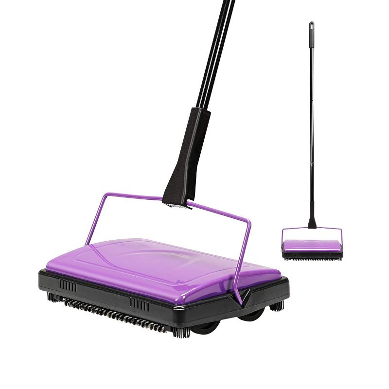 CLEAN WORLD Non-Electric Carpet Sweeper - Multi-Surface Pet Hair & Lint Remover for Home, Office, Hardwood & Low-Pile Carpets