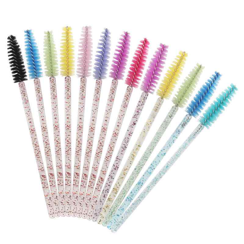 CLEAN WORLD Glitter Handle Disposable Eyelash Brushes Multicolor Eyelash Brushes with Crystal Mascara Wands