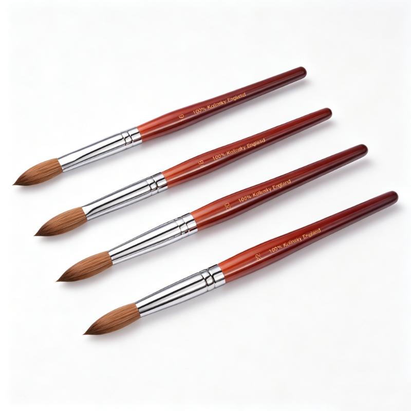 CLEAN WORLD Custom Logo 100% Pure Acrylic Nail Brush, Crimped Petal Shaped Nail Art Brush with High Quality