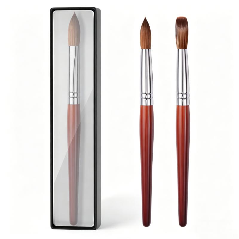 CLEAN WORLD Custom Logo 100% Pure Acrylic Nail Brush, Crimped Petal Shaped Nail Art Brush with High Quality