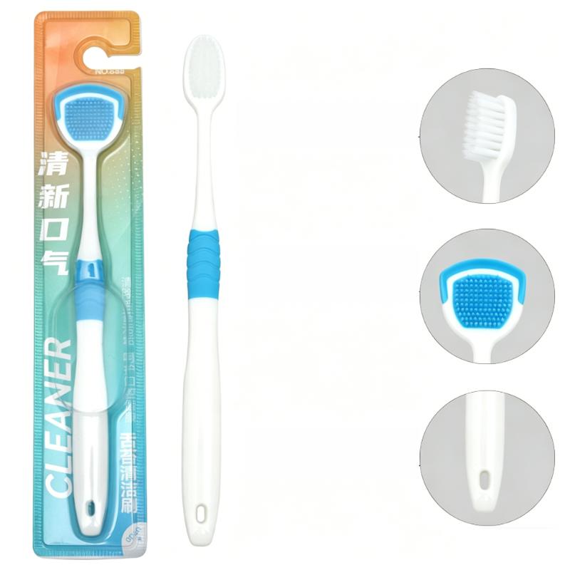 CLEAN WORLD Multifunctional Silicone Tongue Scraper, Dual-effect Tongue Coating Cleaning Brush