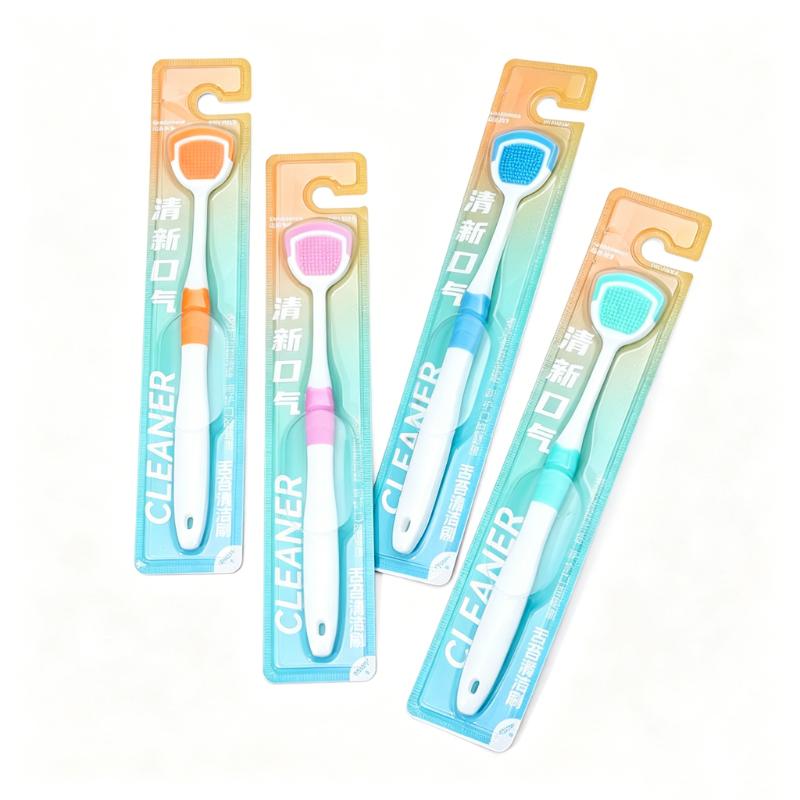 CLEAN WORLD Multifunctional Silicone Tongue Scraper, Dual-effect Tongue Coating Cleaning Brush