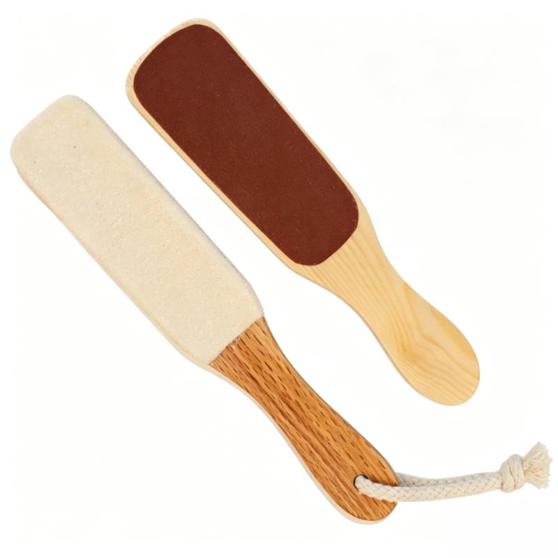CLEAN WORLD New Trend Wooden Foot File, Double-Sided White Fused Alumina Exfoliating Foot Brush for Dead Skin & Callus Removal