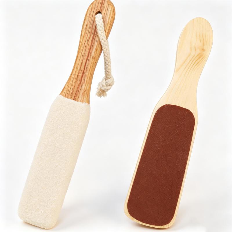 CLEAN WORLD New Trend Wooden Foot File, Double-Sided White Fused Alumina Exfoliating Foot Brush for Dead Skin & Callus Removal