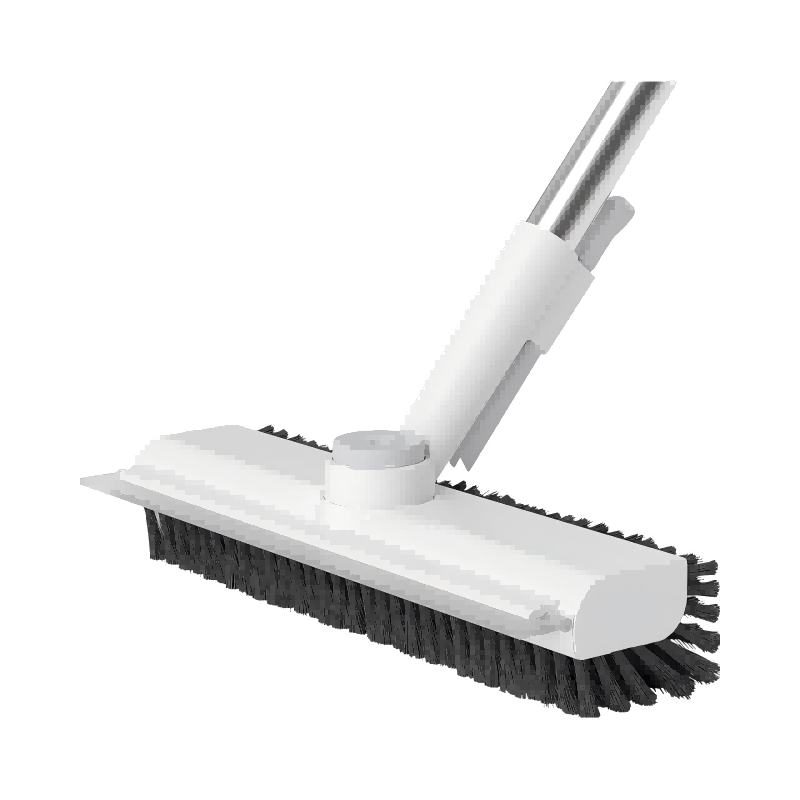 CLEAN WORLD Bathroom brush, Floor Scrub Brush with Long Handle, 3-in-1 Heavy-Duty Stiff Bristle Scrubber Brush for Cleaning Shower, Bathroom and Kitchen (White, 2 Pack)