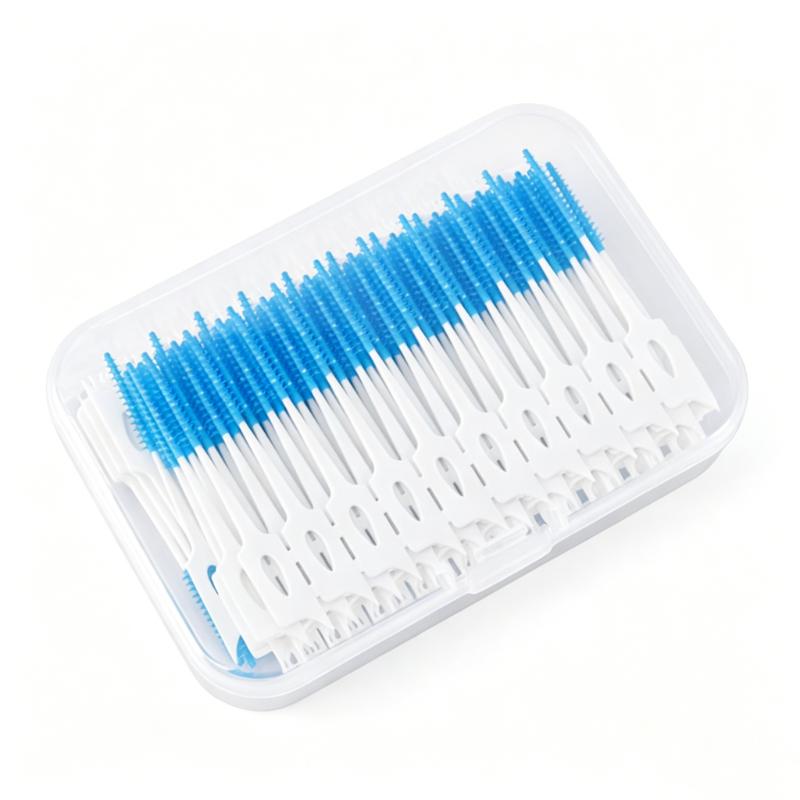 CLEAN WORLD 200PCS Silicone Interdental Brush, Soft Dental Floss Toothpick for Teeth Cleaning & Massage