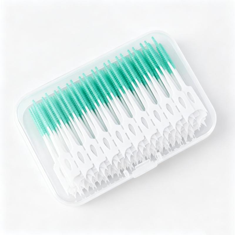 CLEAN WORLD 200PCS Silicone Interdental Brush, Soft Dental Floss Toothpick for Teeth Cleaning & Massage