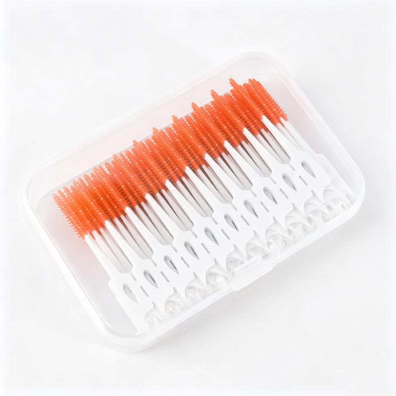 CLEAN WORLD 200PCS Silicone Interdental Brush, Soft Dental Floss Toothpick for Teeth Cleaning & Massage