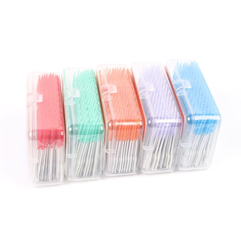 CLEAN WORLD 200PCS Silicone Interdental Brush, Soft Dental Floss Toothpick for Teeth Cleaning & Massage