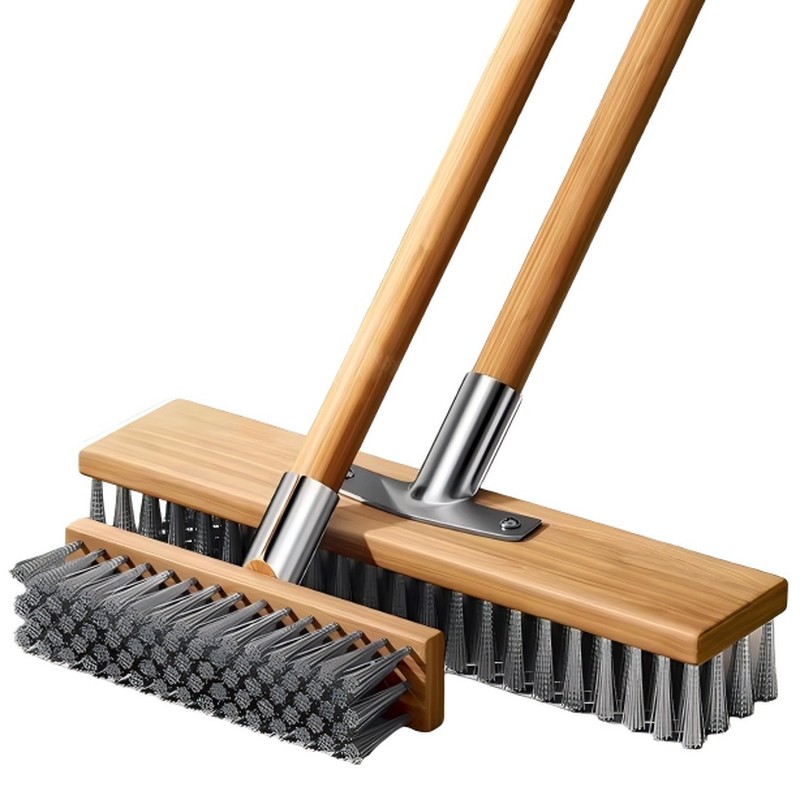 CLEAN WORLD Industrial Wire Brush Long Handle Mini Stainless Steel Wire Brush for Bathroom & Hotel Floor Cleaning Eco-Friendly