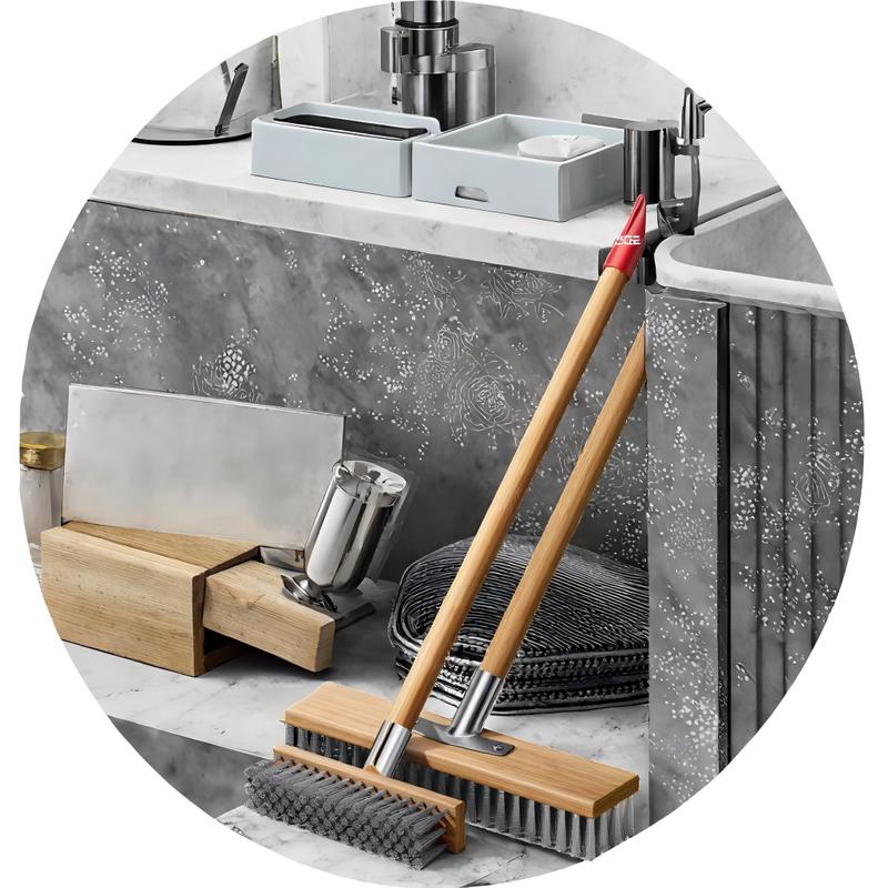 CLEAN WORLD Industrial Wire Brush Long Handle Mini Stainless Steel Wire Brush for Bathroom & Hotel Floor Cleaning Eco-Friendly