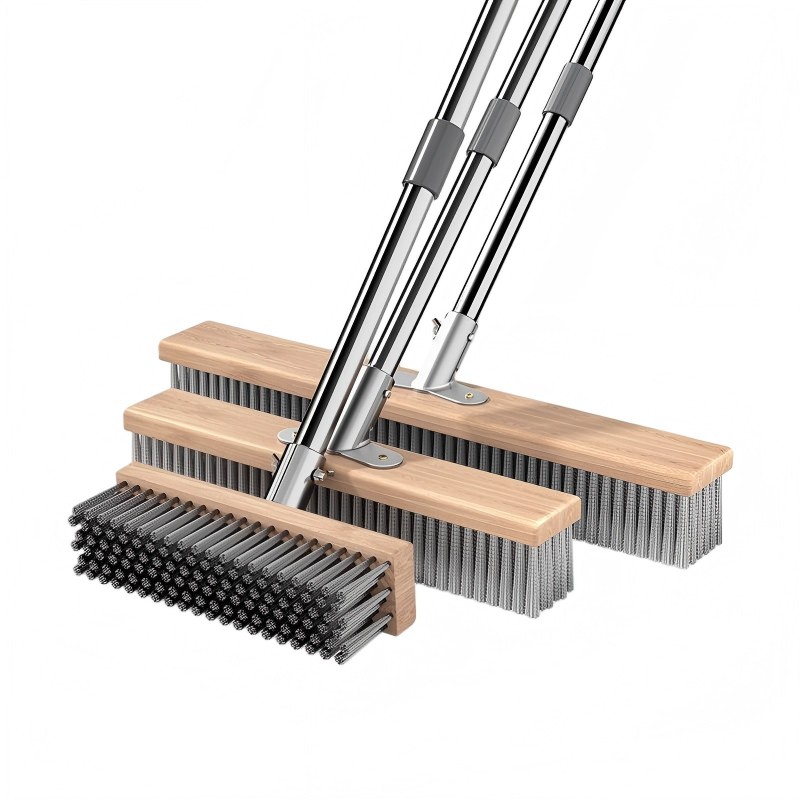 CLEAN WORLD Industrial Wire Brush Stainless Steel Wire Floor Brush with Long Stainless Steel Handle High Quality Cleaning Brush