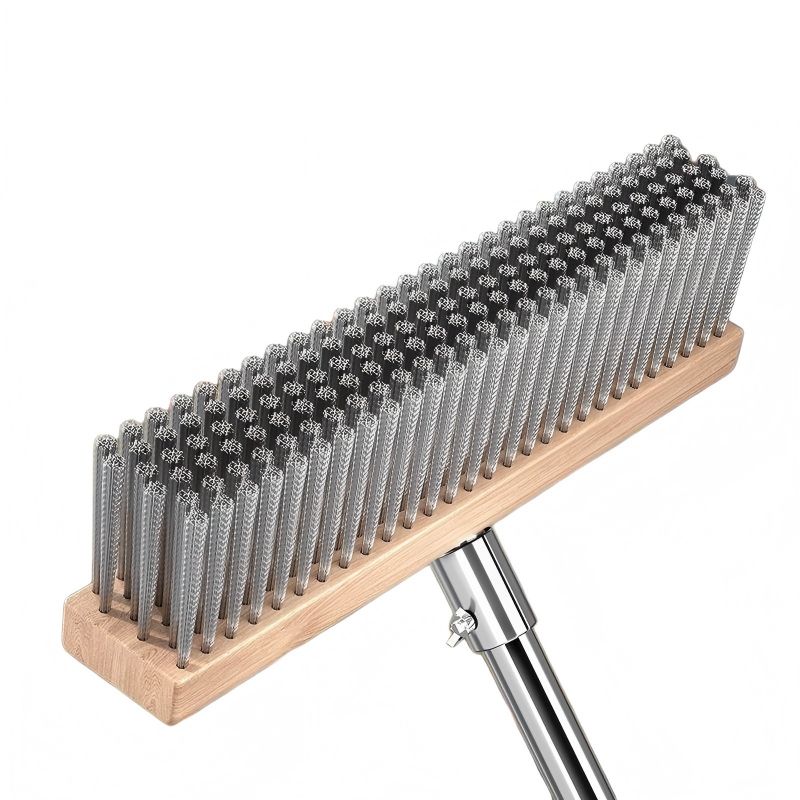 CLEAN WORLD Industrial Wire Brush Stainless Steel Wire Floor Brush with Long Stainless Steel Handle High Quality Cleaning Brush