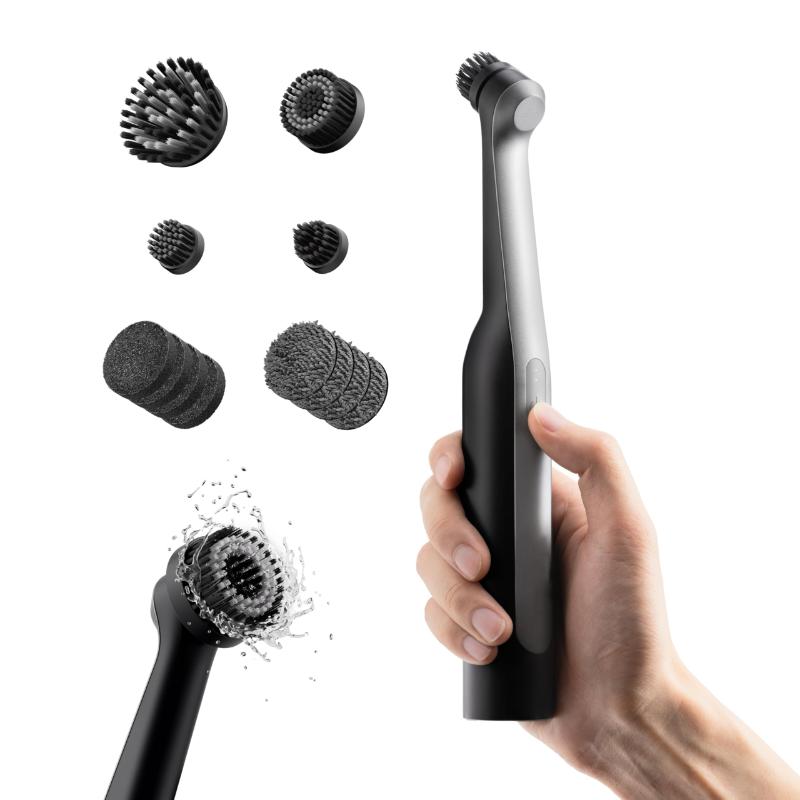 CLEAN WORLD Electric Cleaning Brush, IPX7 Waterproof Cordless Scrubber with 5 Replaceable Heads,Portable Electric Spin Scrubber for Bathroom, Kitchen, Car & Tile Cleaning