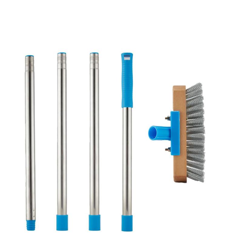 CLEAN WORLD Heavy Duty Stainless Steel Deck Brush, Stiff Wire Bristle Scrub Brush for Cleaning Moss, Concrete, Patio, Driveway, Floor, Outdoor & Indoor Use